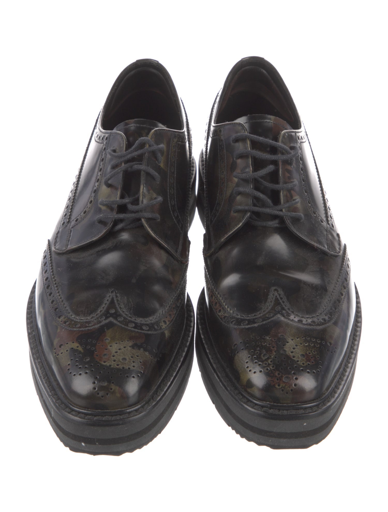 Prada Leather Eyelet Trim Brogues